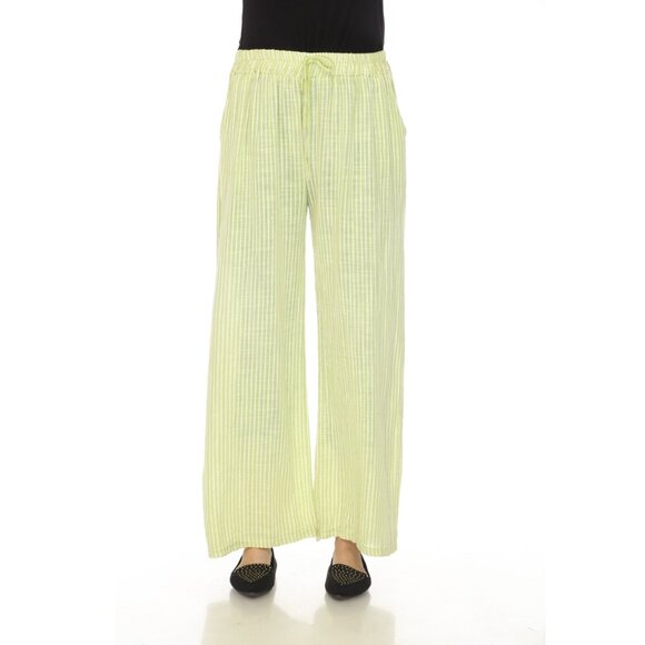 Lime Green Striped Drawstring Pant With Pockets - Picture 2 of 7